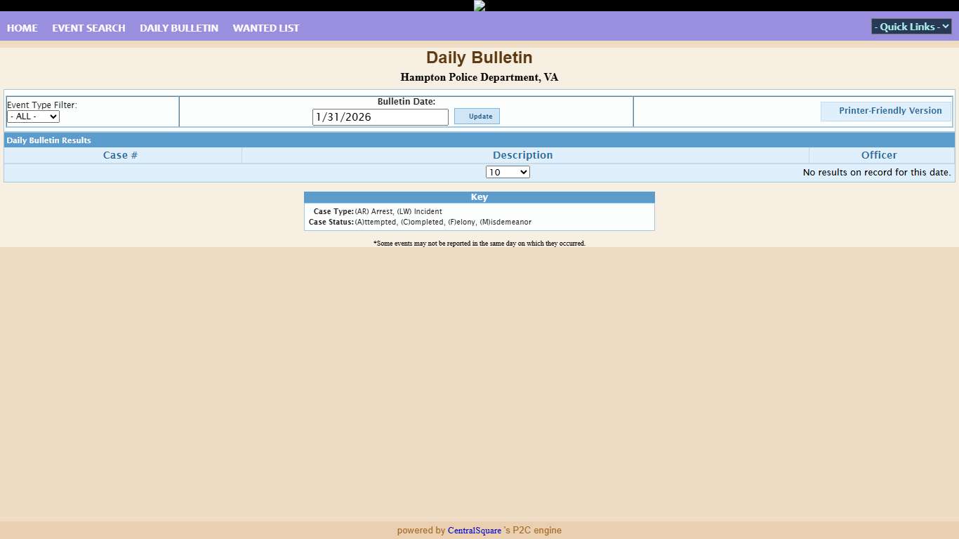 Hampton Police Department, VA P2C