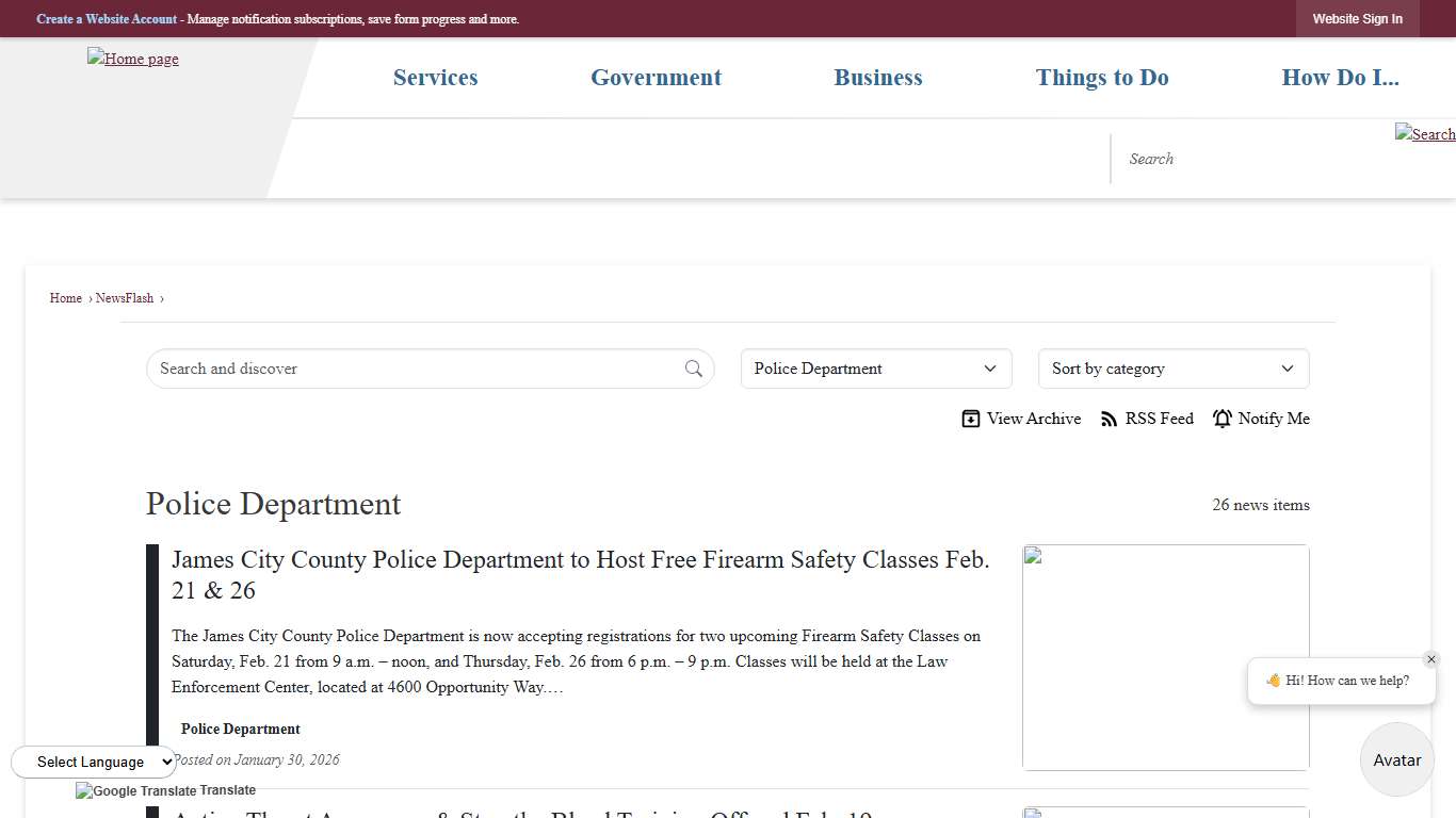 News Flash • James City County, VA